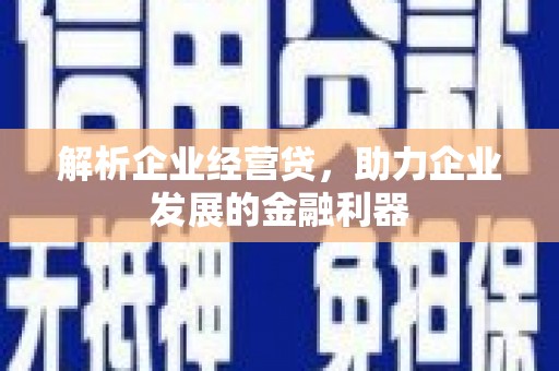 福建解析企业经营贷，助力企业发展的金融利器