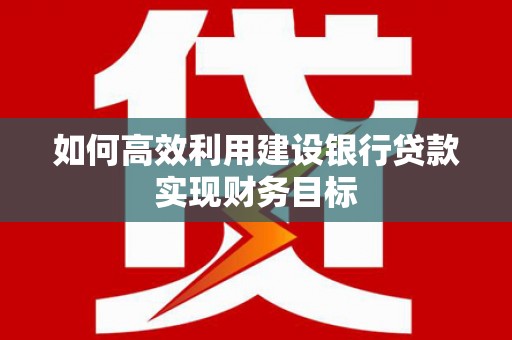 福建如何高效利用建设银行贷款实现财务目标