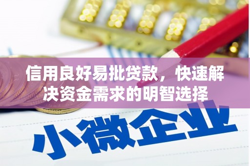 福建信用良好易批贷款，快速解决资金需求的明智选择
