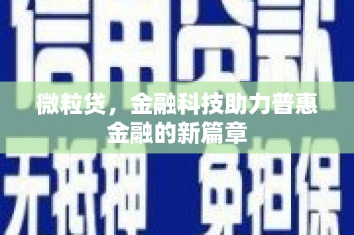 福建微粒贷，金融科技助力普惠金融的新篇章