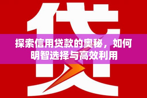 福建探索信用贷款的奥秘，如何明智选择与高效利用