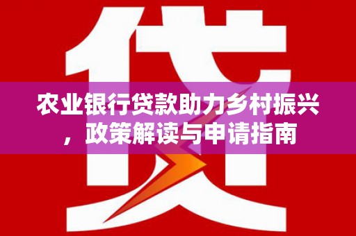 福建农业银行贷款助力乡村振兴，政策解读与申请指南