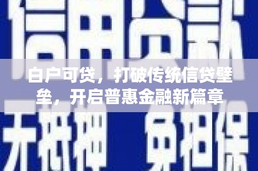 福建白户可贷，打破传统信贷壁垒，开启普惠金融新篇章
